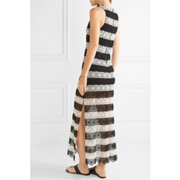 ALICE + OLIVIA Lucia Black White Crochet Racerback Slit Maxi Dress | Small - Picture 15 of 15